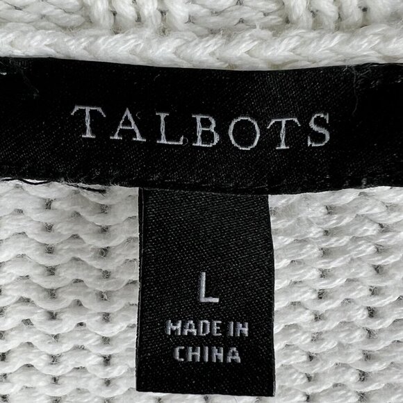 Talbots Womens L White Knit Sweater Rainbow Accents Space Dye Long Sleeve Top - Picture 13 of 15